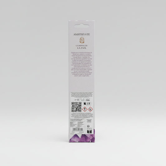 Amythyst Scented Incense Sticks with Holder. Each pack contains 40 sticks.