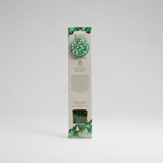 Fluorite Scented Incense Sticks with Holder. Each pack contains 40 sticks.