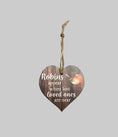 Load image into Gallery viewer, 2D Flat Wooden Heart-Shaped Memorial Plaque with Rope "Robins Appear When Lost Loved Ones are Near" 8cmx8cm
