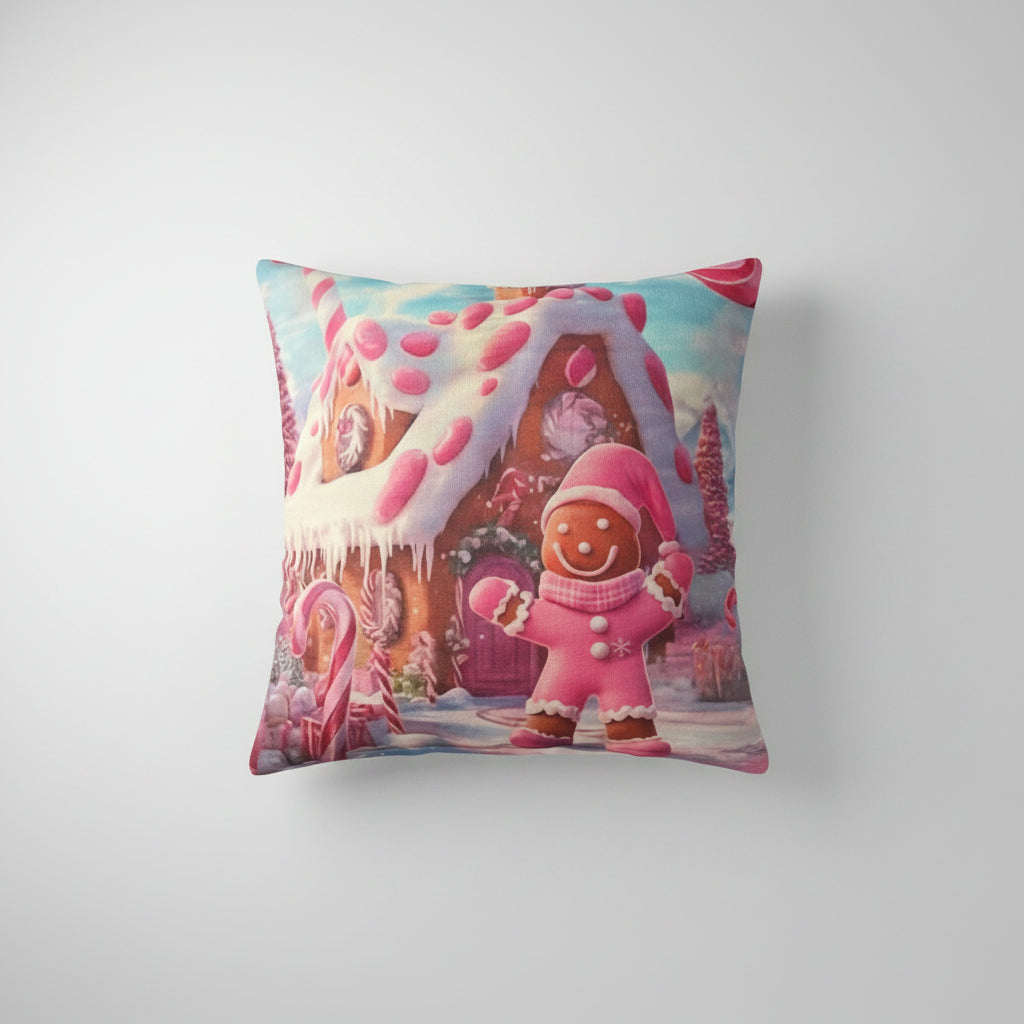 Christmas Gingerbread House Scene Cushion Cover 45x45cm