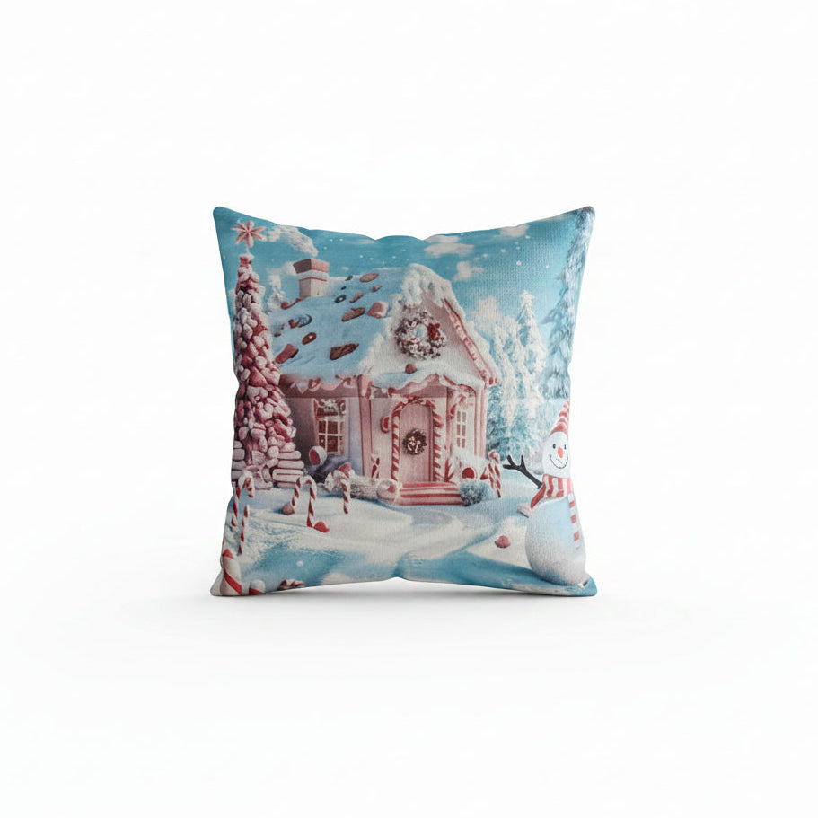 Christmas Cabin Scene Cushion Cover 45x45cm