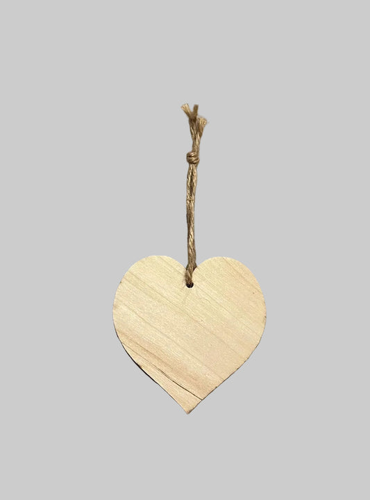 2D Flat Wooden Heart-Shaped Memorial Plaque with Rope "Robins Appear When Lost Loved Ones are Near" 8cmx8cm