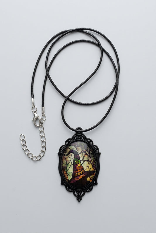 Pendant Necklace with Cord and Stainless Steel Chain
