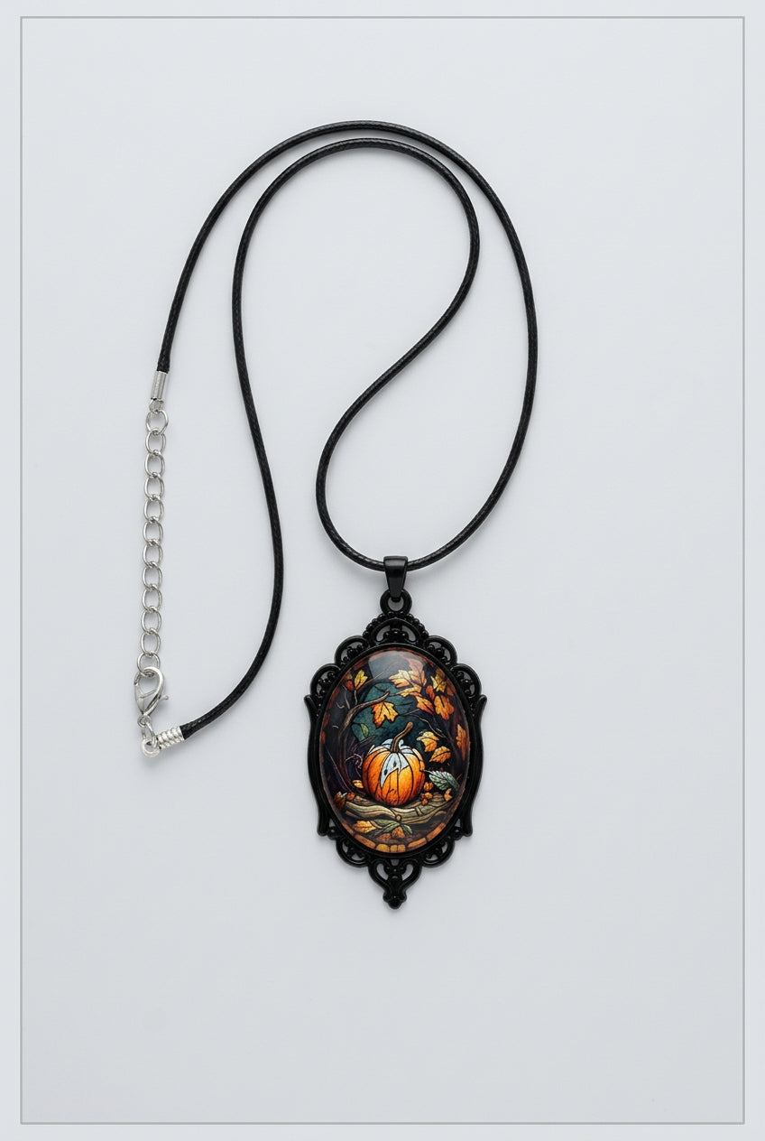 Pendant Necklace with Cord and Stainless Steel Chain