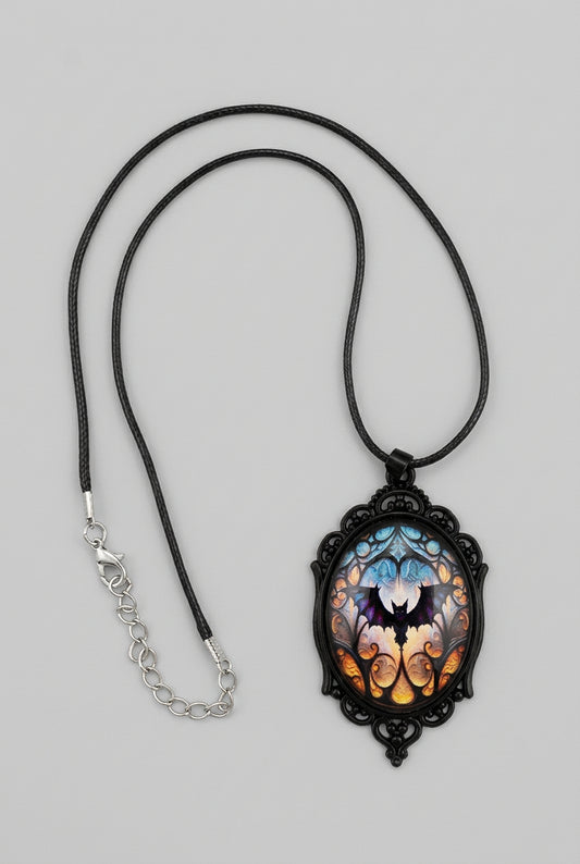Pendant Necklace with Cord and Stainless Steel Chain