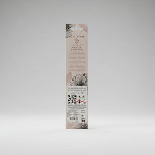 Rose Quartz Scented Incense Sticks with Holder. Each pack contains 40 sticks.