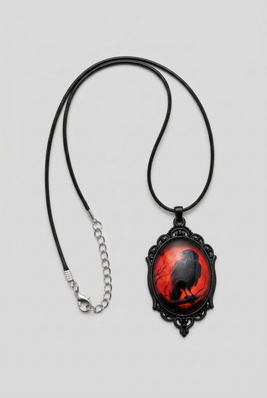 Pendant Necklace with Cord and Stainless Steel Chain
